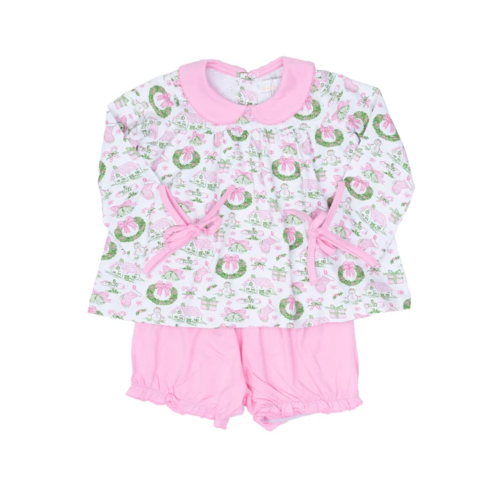 PINK HOLIDAY TOILE MARY CHARLOTTE BLOOMER SET