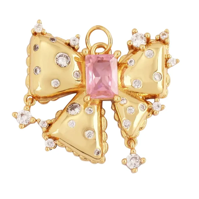 Pink Pave Bow Charm For Charm Bar & Charm Necklace