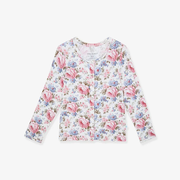 Pink White Girls Ruffled Long Sleeve Pullover | Etta