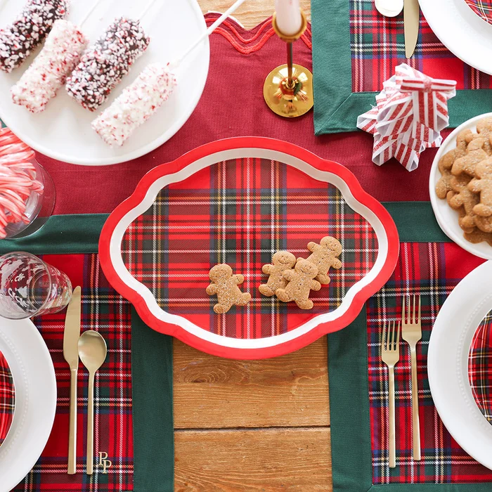 Plaid Red Holiday Red Tartan Plaid Server Platter | Posh Peanut®