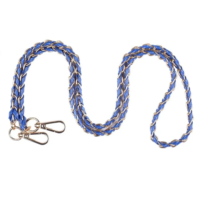 Pom Pom Strap Gold Chain Dazzling Blue Weave
