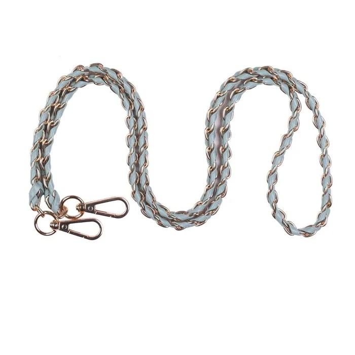 Pom Pom Strap Gold Chain Mint Green Weave