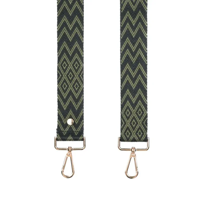 Pom Pom Strap Green Zig Zag