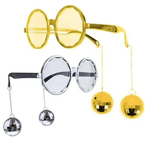 Pop The Party Retro look Disco Ball Sunglasses for Pool Party Disco Ball Goggles, Funny Costume Party, Retro look Theme Party Props Pack Of 2