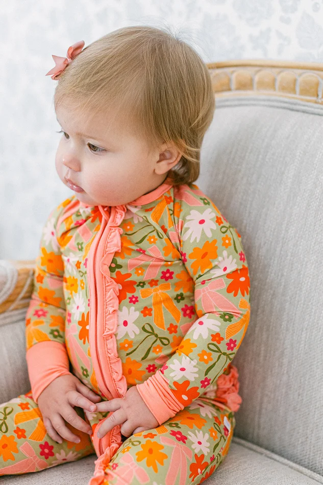 Poppy Kids Co. Fall Flowers Ruffle Romper