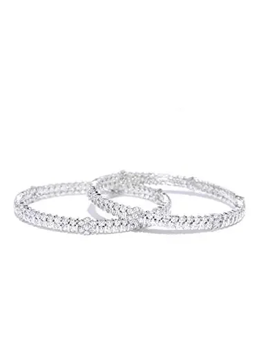 Priyaasi Beautiful Silver Artificial Stones Silver Plated Bangle Set for Women and Girls