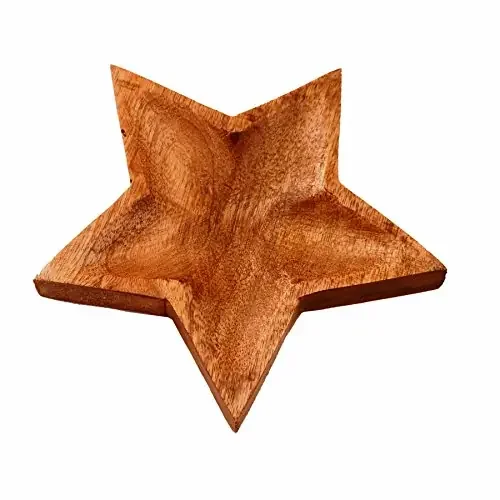 Purpledip Wooden Serving Tray/Platter ‘Twinkling Star‘ Small Plate for Snacks Cookies Fruits Or Aftermints (11292)