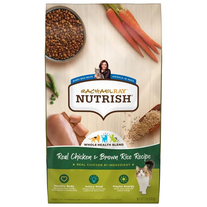 Rachael Ray Nutrish Real Chicken & Brown Rice Recipe Dry Cat Food, 3 lb. Bag