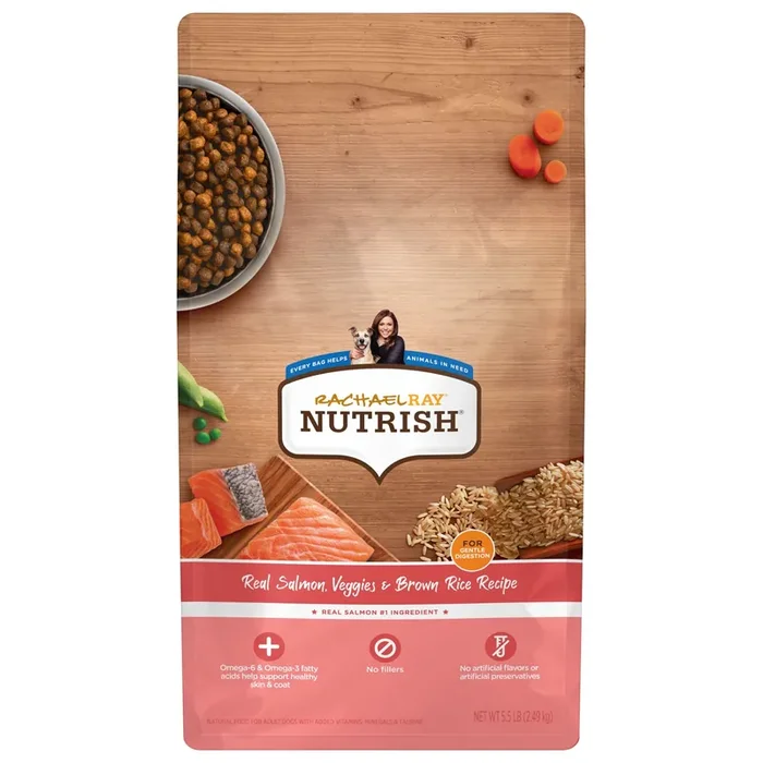 Rachael Ray Nutrish Real Salmon, Veggies & Brown Rice Recipe Dry Dog Food, 5.5 lb. Bag