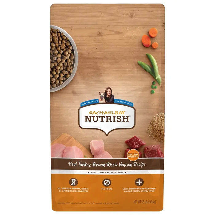 Rachael Ray Nutrish Real Turkey, Brown Rice & Venison Recipe Dry Dog Food, 5.5 lb. Bag