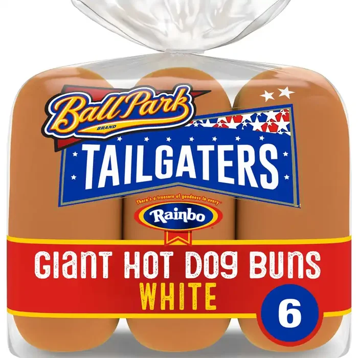 Rainbo Tailgaters Giant Hot Dog Buns, 6 count, White Hot Dog Buns, 12 oz Bag