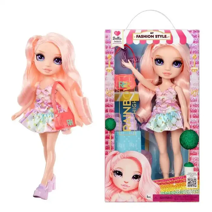 Rainbow High My Fashion Style Bella, Pink 11″ Fashion Doll with Statement Outfit, Stylish Handbag Articulated Creativity Doll, Wavy Pink Hair