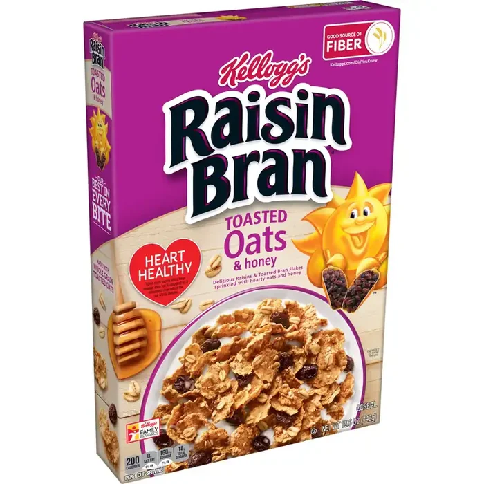 Raisin Bran Kellogg‘s Raisin Bran Crunch Cold Breakfast Cereal, Toasted Oats and Honey, 15.6 oz