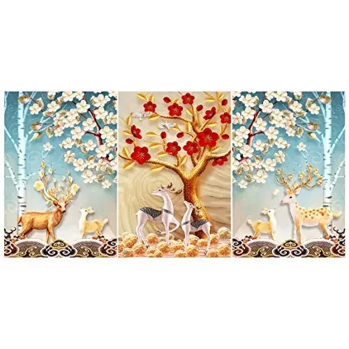 Rangoli Wood Animals Painting Multicolour Abstract 12x18Inch
