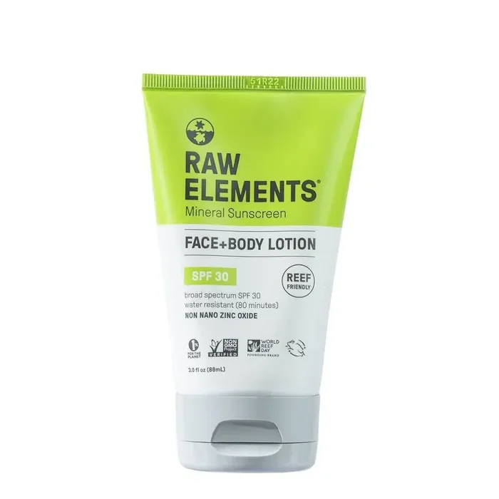 Raw Elements Face and Body Mineral Sunscreen Tube – SPF 30 – 3 fl oz