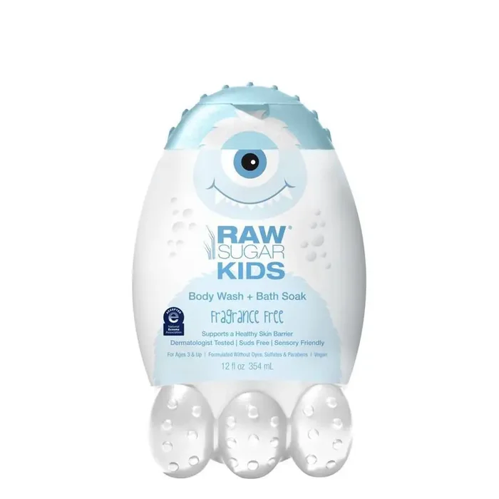 Raw Sugar Kids Fragrance Free Body Wash + Bath Soak 12 fl oz