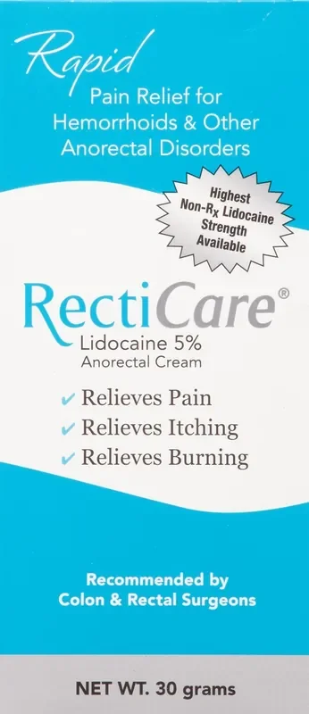 Recticare Lidocaine 5% Anorectal Cream 30 g