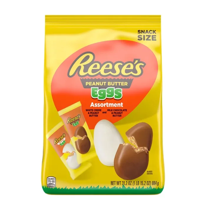 Reese‘s Assorted Flavored Snack Size Peanut Butter Eggs, Easter Candy Bag, 31.2 oz