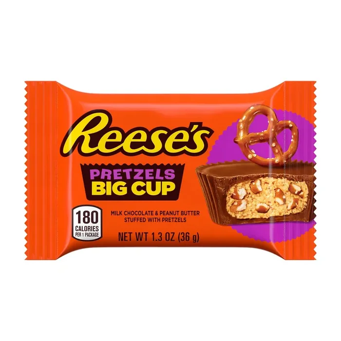 Reese‘s Big Cup with Pretzels Milk Chocolate Peanut Butter Cups, Candy Pack, 1.3 oz