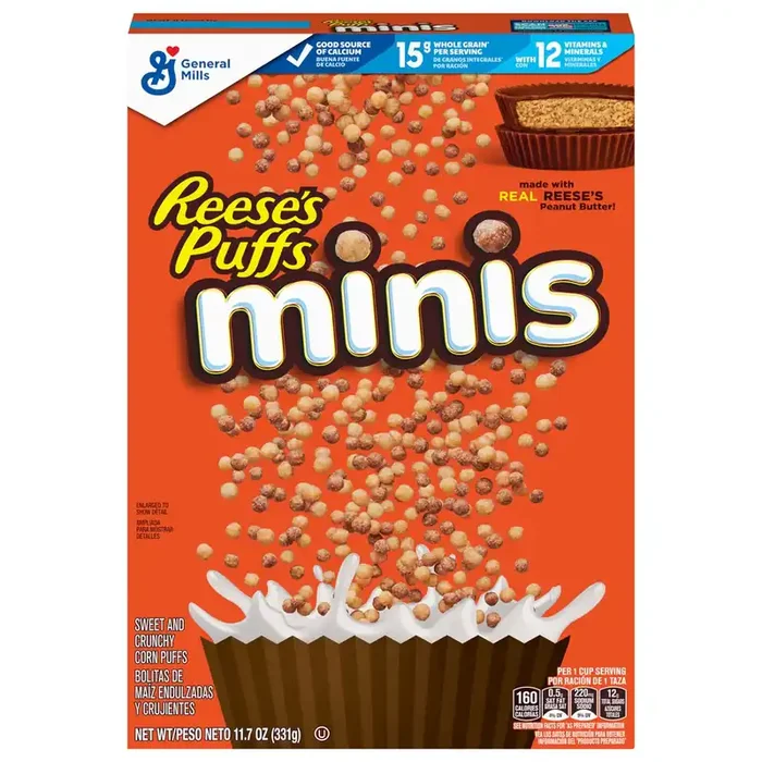 Reese‘s Puffs Minis Breakfast Cereal, Chocolate Peanut Butter Cereal, 11.7 OZ