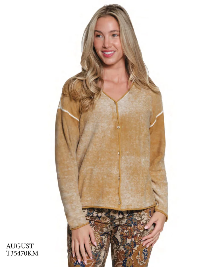 Reverse Print Cardigan – Bronze