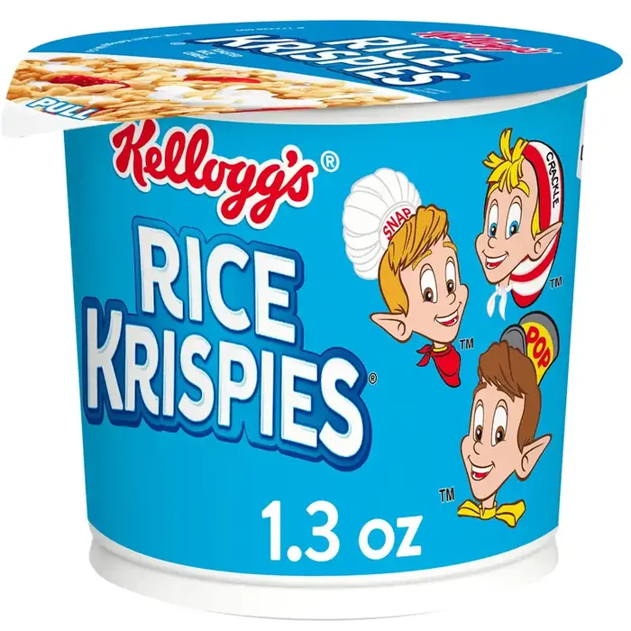 Rice Krispies Kellogg‘s Rice Krispies Breakfast Cereal Cups, Kids Snacks, Family Breakfast, Original, 1.3oz Cup, 1 Cup