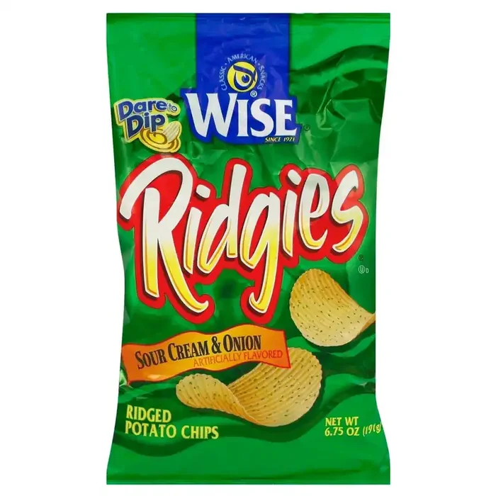 Ridgies Sour Cream & Onion Ridged Potato Chips