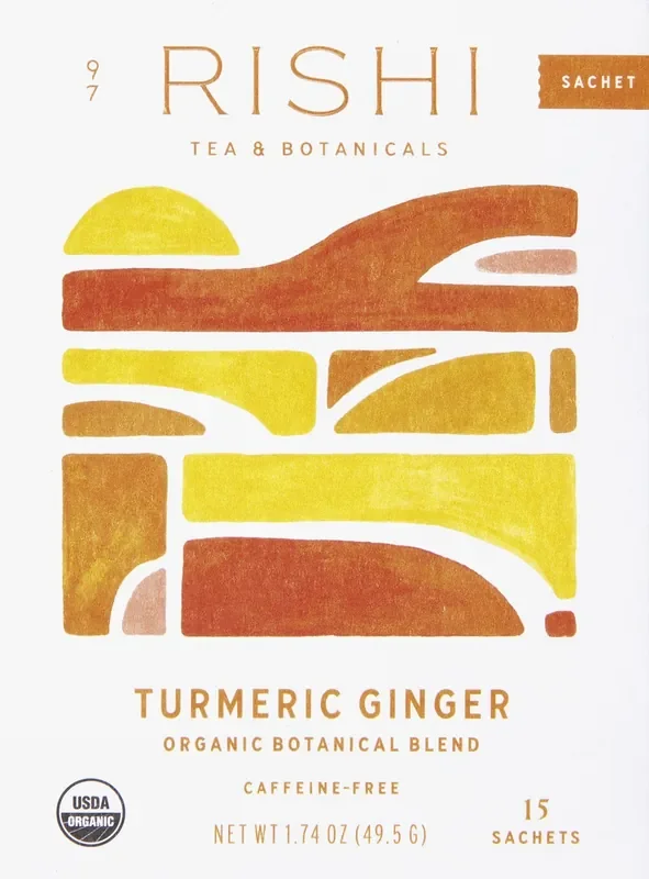 Rishi Caffeine-Free Organic Sachets Turmeric Ginger Tea – 15 ct