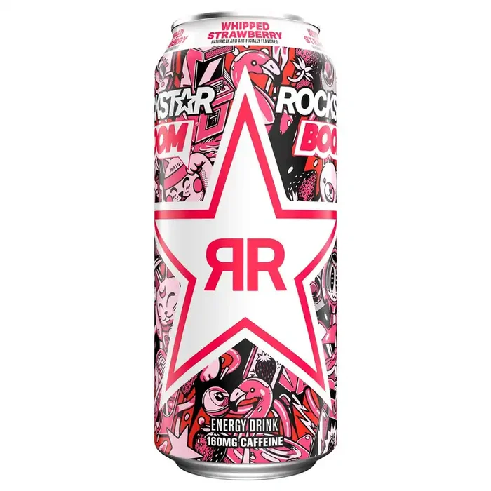 Rockstar Boom Energy Drink Whipped Strawberry Naturally & Artificially Flavored – 16 oz