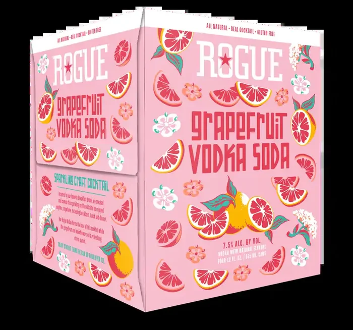 Rogue Sparkling Craft Cocktail, Grapefruit Vodka Soda, 4Pk