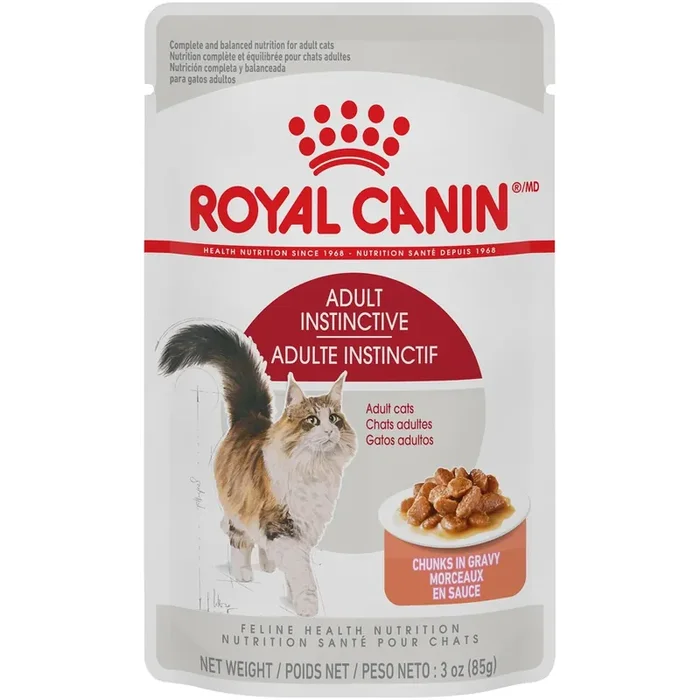 Royal Canin Adult Cat Instinctive Chunks in Gravy Wet Cat Food Pouch – 3 oz