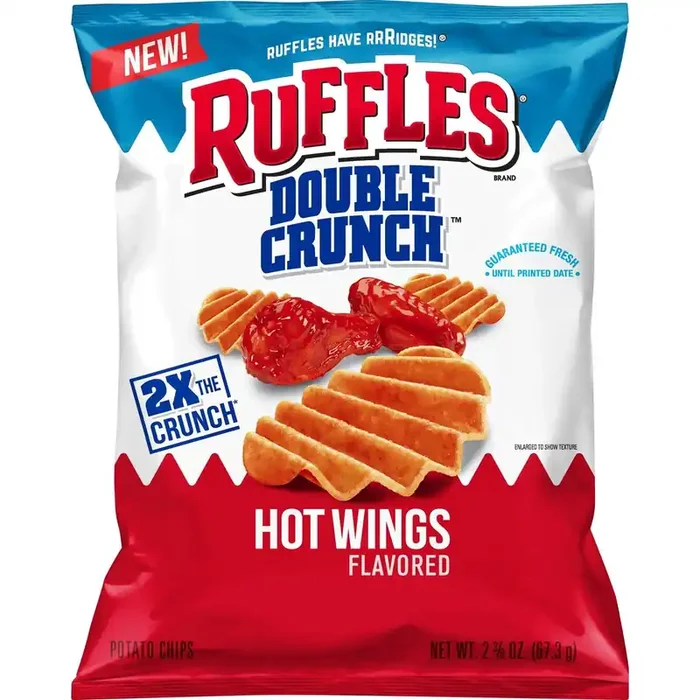 Ruffles Double Crunch Potato Chips Hot Wings Flavored 2.375 Oz