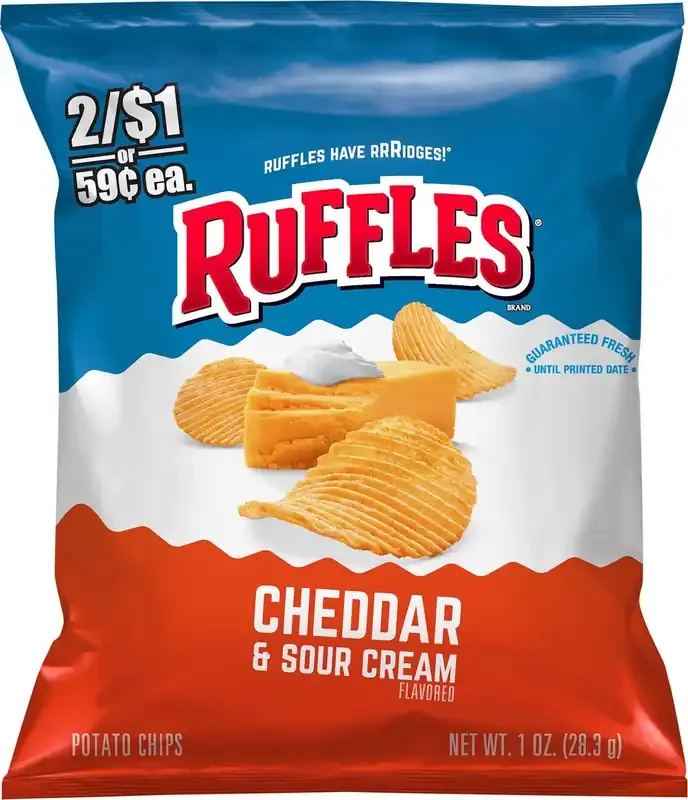 Ruffles Potato Chips, Cheddar & Sour Cream Flavored