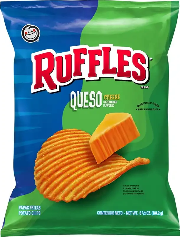 Ruffles Potato Chips, Queso Cheese Flavored