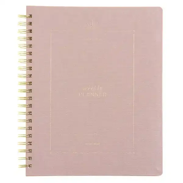 Russell & Hazel 2025-2026 Russell & Hazel Weekly/Monthly Planner, 9-1/8″” x 11-1/4″”, Dew Bookcloth/Gold, July 2025 To June 2026, 103343