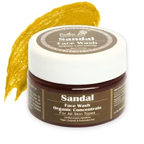 Rustic Art Organic Sandal Face Wash Concentrate for Detanning Reduce Blemishes Acne Whiteheads 50gm