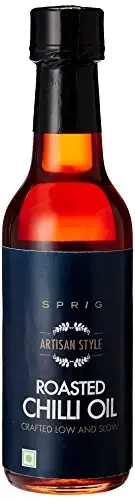 S P R I G Premium Finishing Roasted Chilli Oil – Crafted with real Bydagi Chilies, No Artificial Colours, Flavor, Additives or Preservatives, Vegan, Kosher, Gluten-free, Liquid Seasoning – 125 g