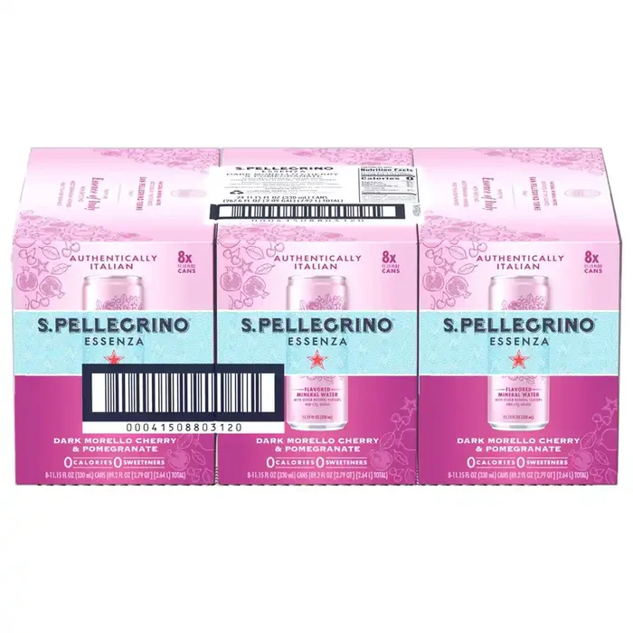 S.Pellegrino Essenza Dark Morello Cherry & Pomegranate Flavored Mineral Water with Natural CO2 Added