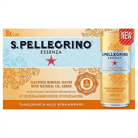 S.Pellegrino S. PELLEGRINO Essenza Flavored Mineral Water Tangerine & Wild Strawberry – 8-11.15 Fl. Oz.
