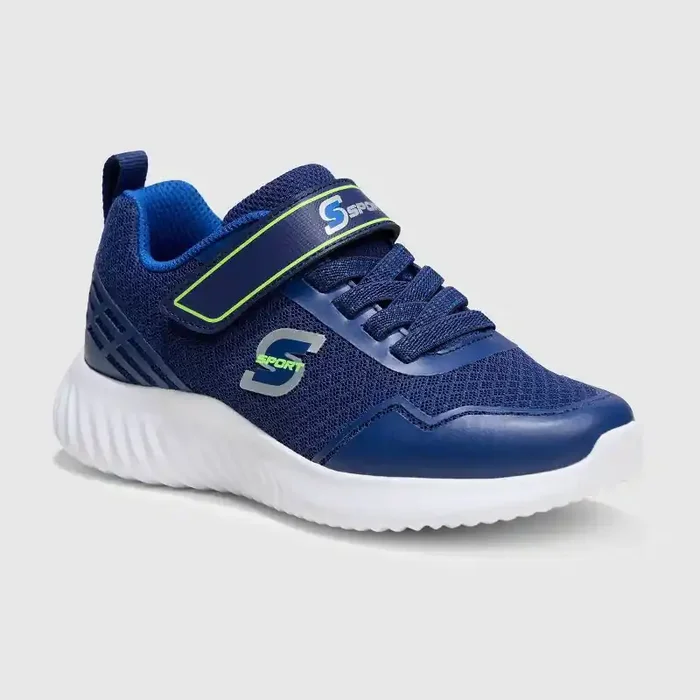 S Sport By Skechers Kids‘ Rayner Sneakers – Navy Blue 5 Hook and Loop Closure, Cushioned Insole, Flocked Outsole, Round Toe