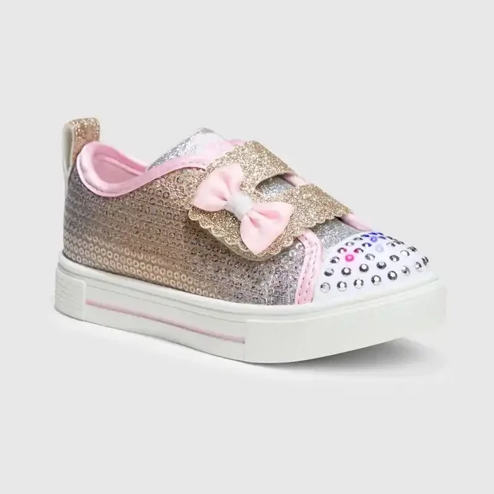 S Sport By Skechers Toddler Girls‘ Lexie Sneakers – Light Pink 9T Hook & Loop, Light Up, Polka Dots, Cushioned