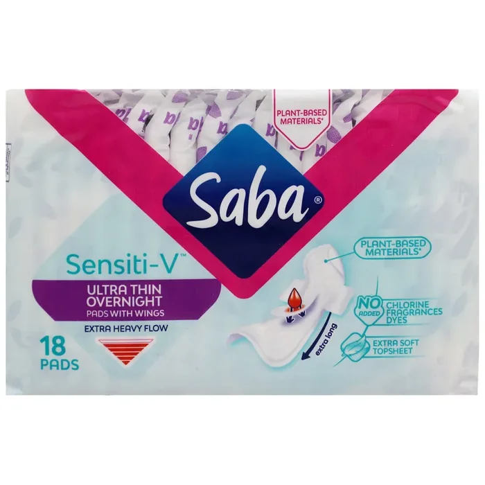 Saba Sensiti-V Overnight Pads With Wings – Ultra Thin