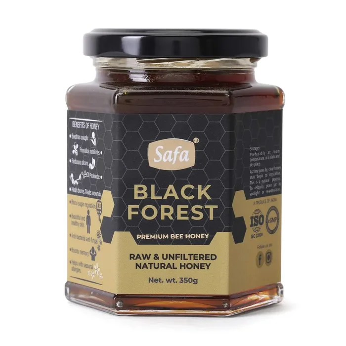 Safa Black Forest Honey Organic Honey Raw Unprocessed Forest Honey 100% Pure Natural Honey Energy Boost & Immune Support for Adults & Kids Raw Unpasteurized for Maximum Potency 350g