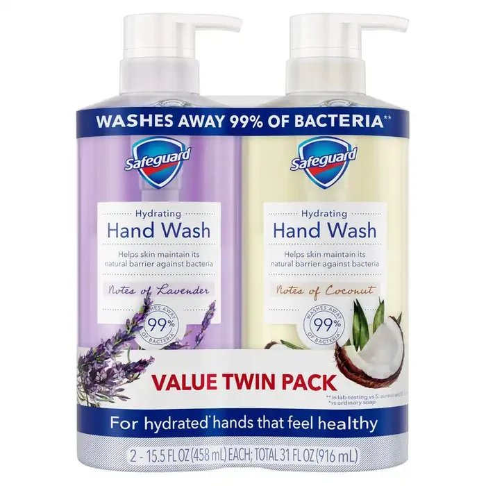 Safeguard Hand Wash Twin Pack, Notes of Lavender & Notes of Coconut