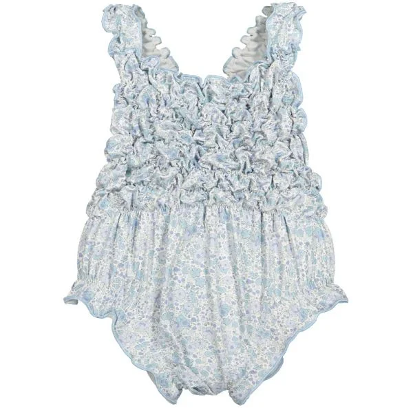 Sal & Pimenta Blue Ditsy Floral Frilled Swimsuit