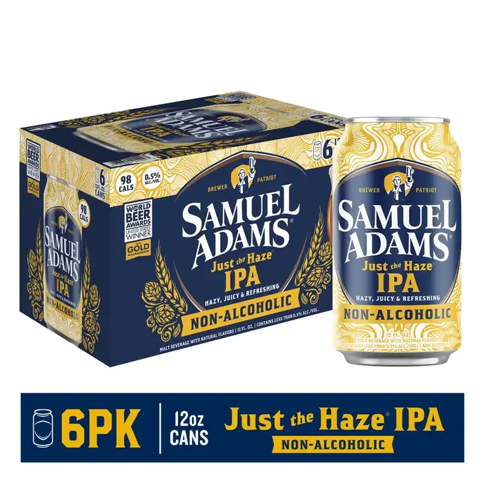 Samuel Adams Just the Haze Non-Alcoholic IPA Beer, Alcohol Free (12 fl. oz. Can, 6pk.)