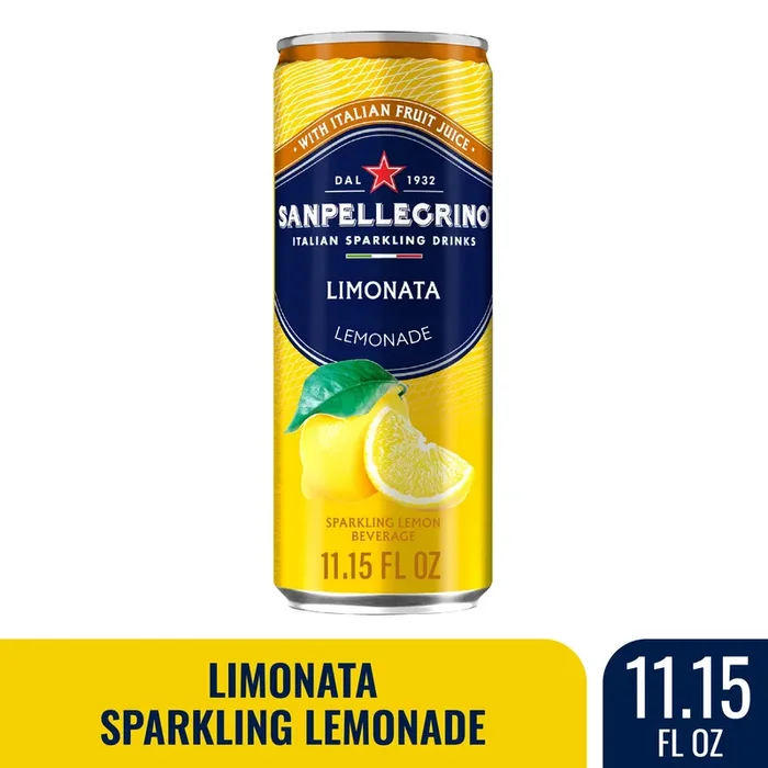 San Pellegrino Italian Sparkling Drink Limonata, Sparkling Lemon Beverage Can – 11.16 oz