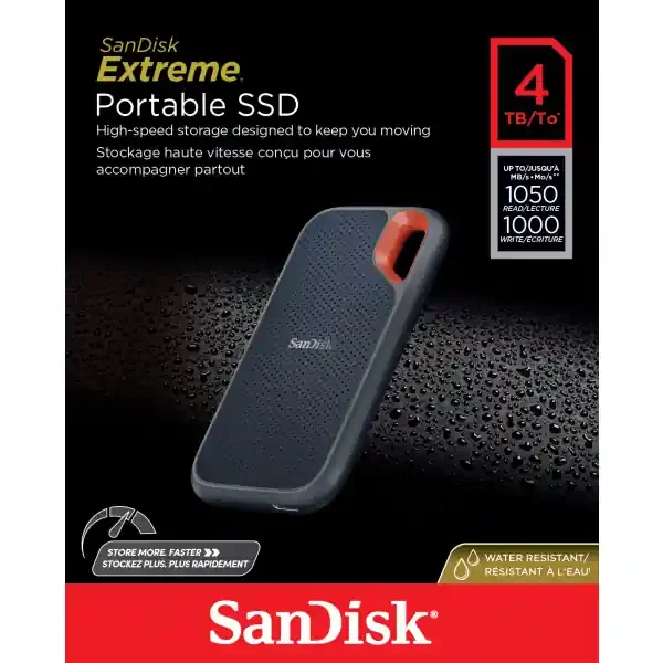 Sandisk Extreme Portable V2 External Usb 3.2 Gen 2 Solid State Drive 4Tb