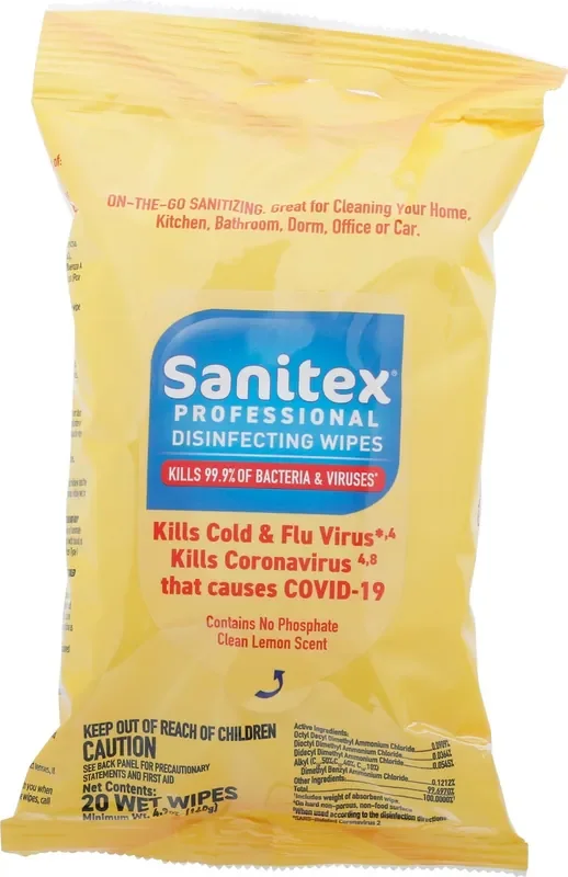 SaniTex Professional Lemon Scent Disinfecting Wipes 20 ea