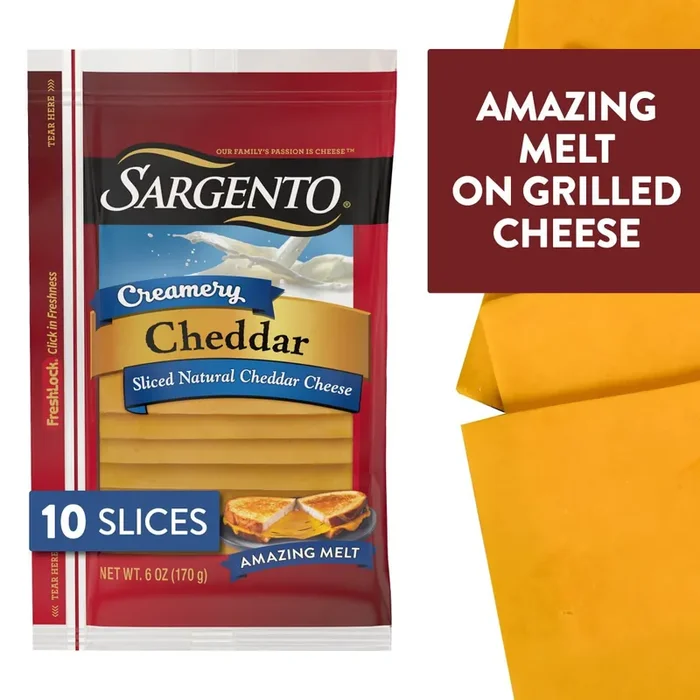 Sargento Creamery Natural Cheddar Sliced Cheese, 10 Slices, 6 oz